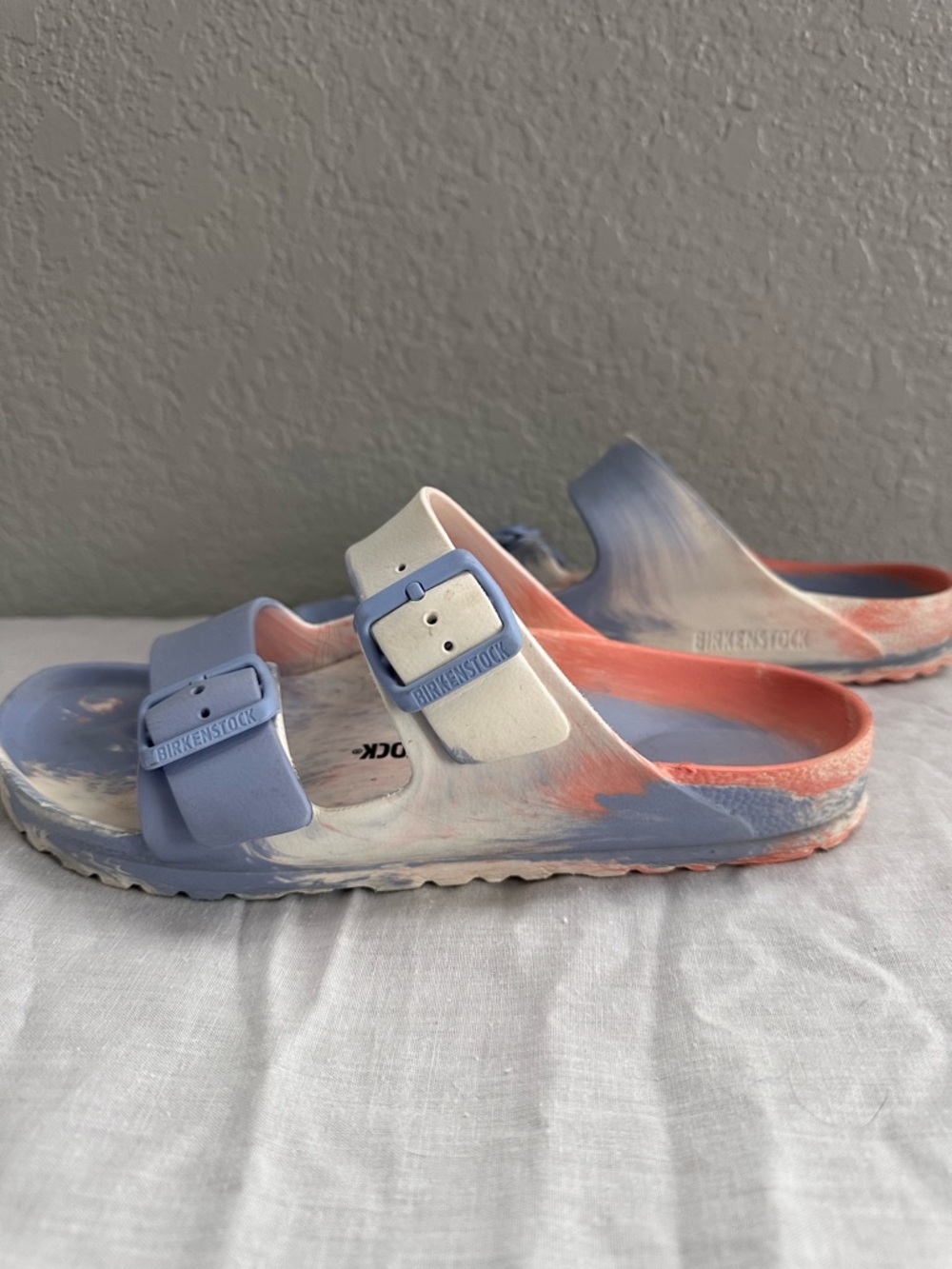 Birkenstock Arizona EVA Marble Tie Dye Sandals Blue Pink Size 39 - Picture 5 of 9